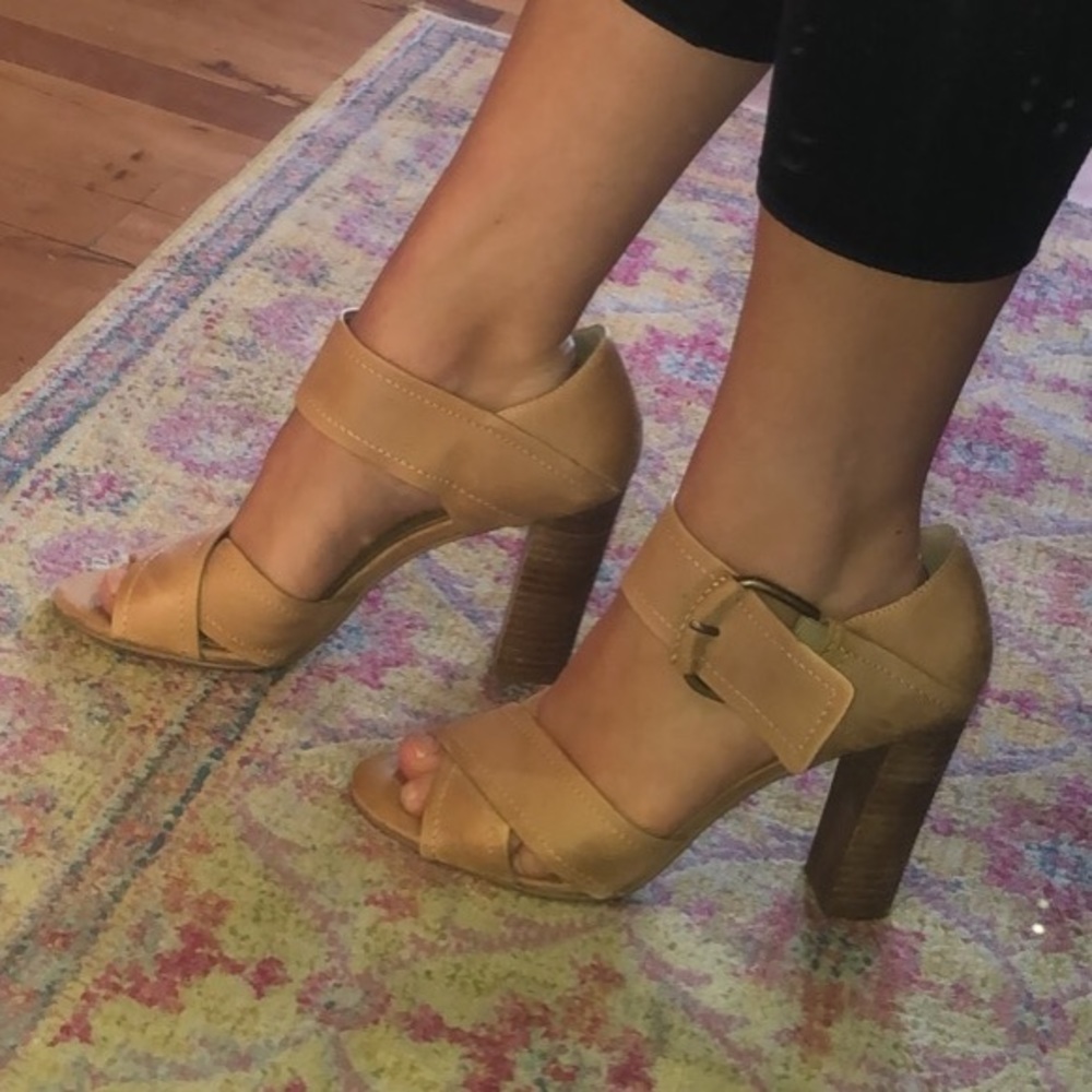 Camel colored pumps